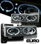 GMC Suburban 1994-1998 Black Halo Projector Headlights with LED