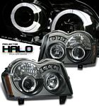 Jeep Grand Cherokee 2005-2007 Black Halo Projector Headlights with LED