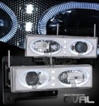 1990 GMC Sierra 2500 Clear Dual Halo Projector Headlights with Integrated LED