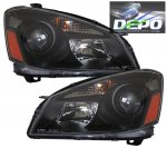 Nissan Altima 2005-2006 Depo Black Projector Headlights