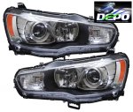 Mitsubishi Lancer 2008-2013 Depo Black Projector Headlights