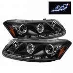 2012 Honda Accord Sedan Black Halo Projector Headlights with LED DRL