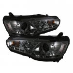 Mitsubishi Lancer 2008-2012 Smoked Halo HID Projector Headlights with LED