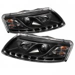 Audi A6 2005-2008 Black Projector Headlights with LED Daytime Running Lights