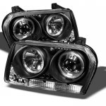 Chrysler 300 2009-2010 Black Halo Projector Headlights with LED