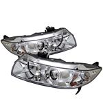 Honda Civic Coupe 2006-2011 Clear Dual Halo Projector Headlights