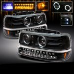 Chevy Suburban 2000-2006 Black Projector Headlights and LED Bumper Lights