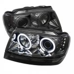 2004 Jeep Grand Cherokee Smoked CCFL Halo Projector Headlights with LED
