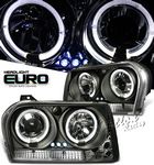 Chrysler 300 2005-2008 Black Halo Projector Headlights with LED