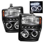 2010 Ford F350 Super Duty Black Dual Halo Projector Headlights with LED