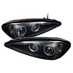 Pontiac Grand AM 1999-2005 Black Dual Halo Projector Headlights with LED
