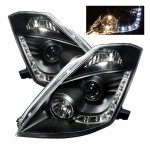 Nissan 350Z 2003-2005 Black Projector Headlights with LED DRL