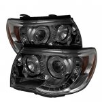 Toyota Tacoma 2005-2010 Smoked Dual Halo Projector Headlights with LED