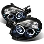 2004 Dodge Neon Black Dual Halo Projector Headlights with Integrated LED