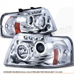 2005 Ford Expedition Clear Dual Halo Projector Headlights with Integrated LED