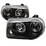 2009 Chrysler 300C Black Dual Halo Projector Headlights with Integrated LED