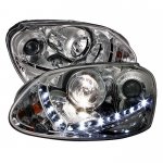 VW Rabbit 2006-2009 Clear Projector Headlights with LED Daytime Running Lights