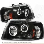 2005 Ford Expedition Black Dual Halo Projector Headlights with LED