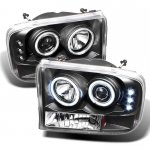 2004 Ford Excursion Black CCFL Halo Projector Headlights with LED