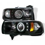 Dodge Ram 1994-2001 Black CCFL Halo Projector Headlights with LED