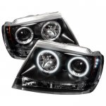 2002 Jeep Grand Cherokee Black CCFL Halo Projector Headlights with LED