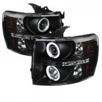 2007 Chevy Silverado 3500HD Black CCFL Halo Projector Headlights with LED