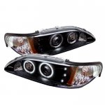 1996 Ford Mustang Black Dual CCFL Halo Projector Headlights with LED
