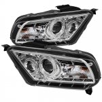 Ford Mustang 2010-2012 Clear Halo Projector Headlights with LED