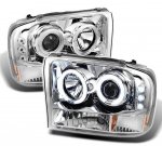Ford Excursion 2000-2004 Clear CCFL Halo Projector Headlights with LED