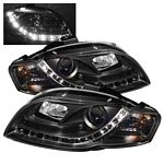 Audi A4 2006-2008 Black Projector Headlights with LED Daytime Running Lights
