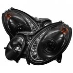 2006 Mercedes Benz E Class Black Projector Headlights with LED DRL