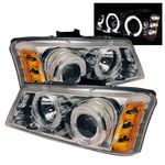 Chevy Silverado 2003-2006 Clear Dual Halo Projector Headlights with LED