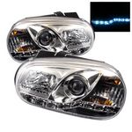 VW Golf 1999-2005 Clear Projector Headlights with LED Daytime Running Lights