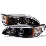 1997 Ford Mustang Black Dual Halo Projector Headlights with Integrated LED