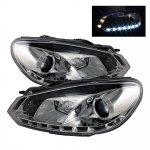 VW Golf GTI 2010-2012 Clear Projector Headlights with LED Daytime Running Lights