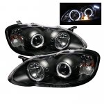 2005 Toyota Corolla Black Dual Halo Projector Headlights with LED