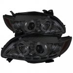 Toyota Corolla 2009-2010 Smoked Halo Projector Headlights with LED Daytime Running Lights