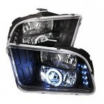 2009 Ford Mustang Black CCFL Halo Projector Headlights with LED