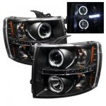 2007 Chevy Silverado 3500HD Black Dual Halo Projector Headlights with LED