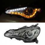 2013-2014 Scion FRS Smoked Projector Headlights LED DRL