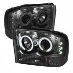 Ford Excursion 2000-2004 Smoked CCFL Halo Projector Headlights with LED