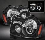 2009 Jeep Grand Cherokee Black Halo Projector Headlights with LED