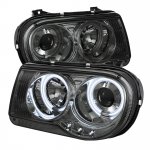 2009 Chrysler 300C Smoked CCFL Halo Projector Headlights with LED