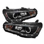 Mitsubishi Lancer 2008-2012 Black Halo HID Projector Headlights with LED