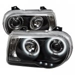 2009 Chrysler 300C Black CCFL Halo Projector Headlights with LED