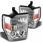 2008 Ford F350 Super Duty Chrome Projector Headlights Halo LED