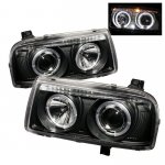 VW Jetta 1993-1998 Black Halo Projector Headlights with LED