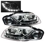 Audi A4 2006-2008 Clear Projector Headlights with LED Daytime Running Lights