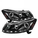 2012 Honda Accord Sedan Black Projector Headlights with LED DRL