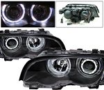 2001 BMW E46 Coupe 3 Series Black Projector Headlights with Halo